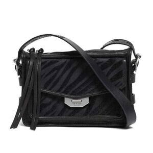 RAG & BONE Small Suede Field Messenger Crossbody Bag Leather in Black Zebra $575